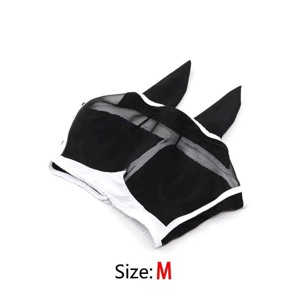 Capucha antimosquitos para caballos, máscara transpirable multitamaño para caballos, adecuada para caballos pequeños, medianos y grandes, pegada para prevenir la entrada de mosquitos.
