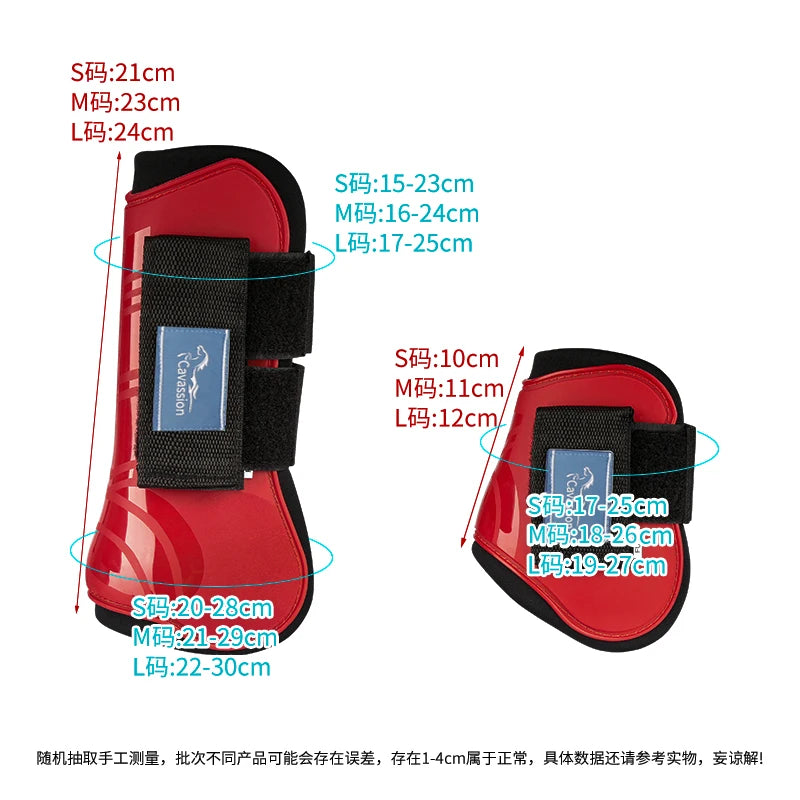 Botas de equitación con protección para los tendones y menudillos del caballo, botas abiertas por delante para ofrecer protección a las patas traseras.