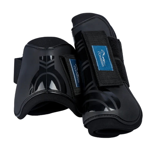 Botas de equitación con protección para los tendones y menudillos del caballo, botas abiertas por delante para ofrecer protección a las patas traseras.