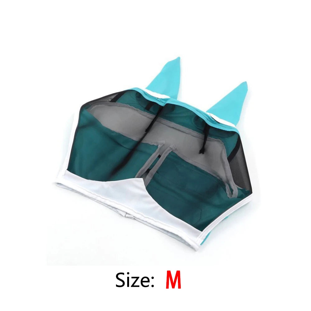 Capucha antimosquitos para caballos, máscara transpirable multitamaño para caballos, adecuada para caballos pequeños, medianos y grandes, pegada para prevenir la entrada de mosquitos.