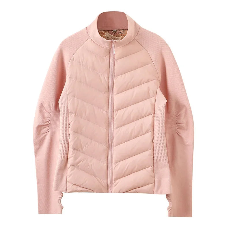 Chaquetas de plumas para mujer para montar a caballo, cortavientos, ligeras y cálidas, color blanco, con relleno de pato.